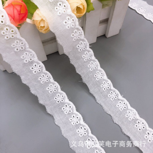 factory direct cotton embroidery lace small 5-hole width about 2.5cm soft feel spot supply large favorable
