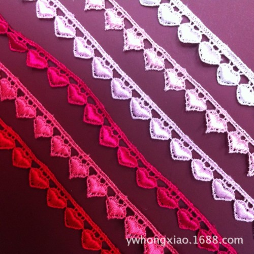 dty accessories hot-selling heart-shaped water-soluble lace， there are many colors， factory direct sales 1.5cm