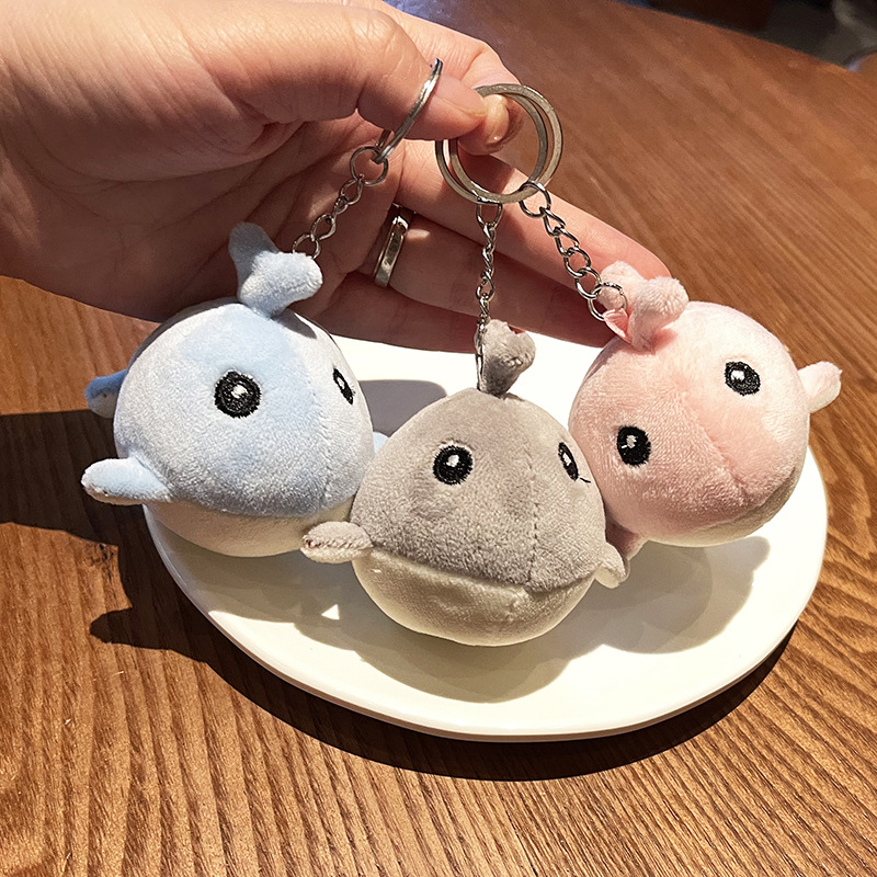 2021厂家新款卡通可爱小海豚毛绒钥匙扣挂件学生书包公仔挂饰批发