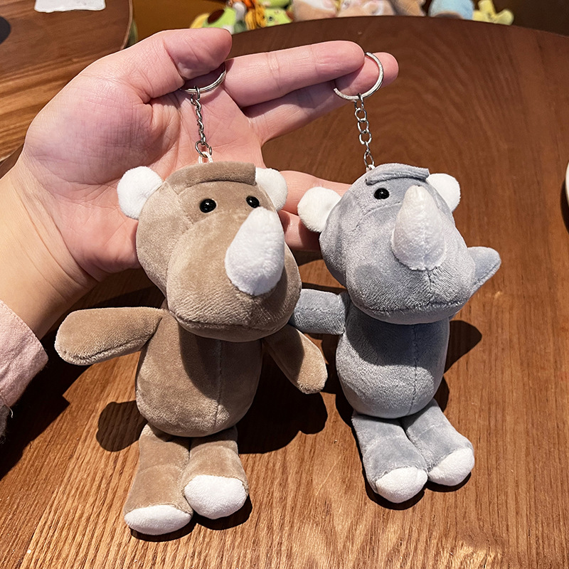 厂家直供 卡通可爱吊脚犀牛毛绒玩偶学生书包钥匙扣公仔挂件饰品