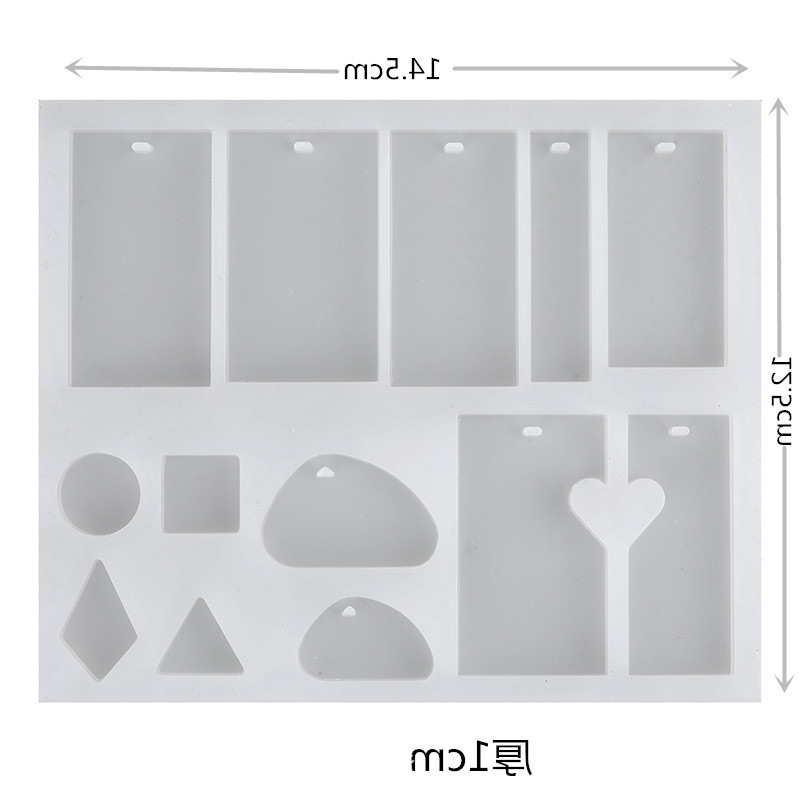 DIY手工饰品水滴正方椭圆拼图 带孔模水晶滴胶模具  硅胶