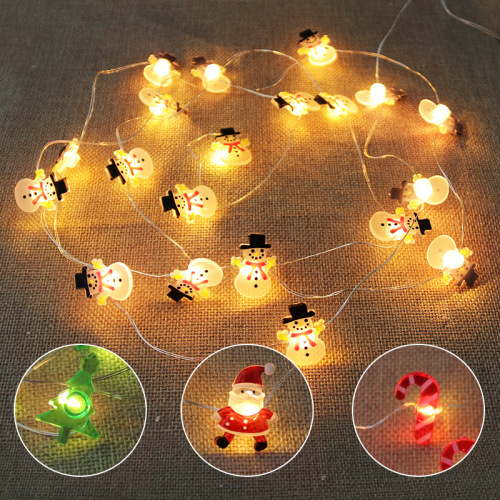 New LED Christmas Decoration light String Santa Claus Black Hat Snowman Deer Head Decorative Colored Lights Copper Wire Colored Lights