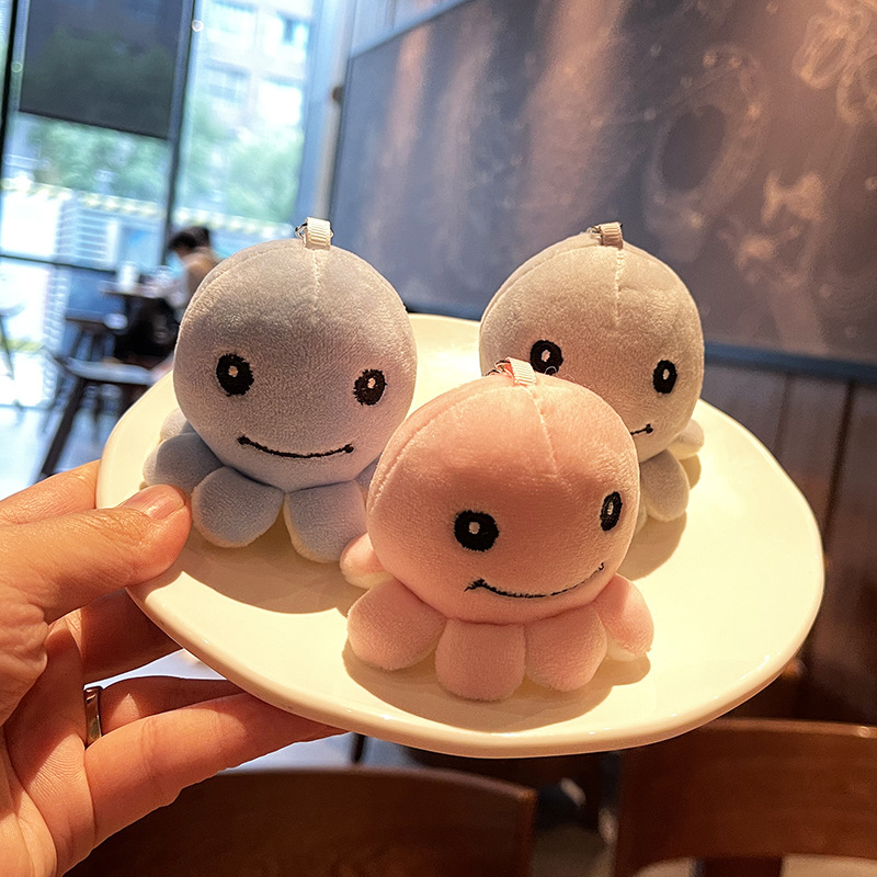 创意卡通可爱海洋风小章鱼玩偶毛绒钥匙扣包包挂件多种颜色可选