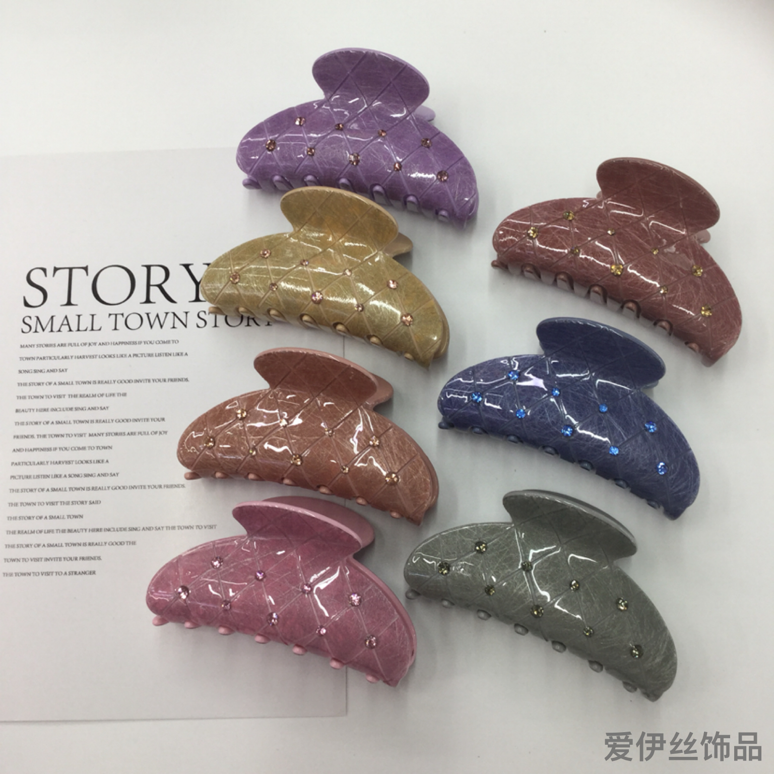 蚕丝双层有钻法糸复古抓夹洗澡后脑勺春夏盘发气质抓夹发夹发饰