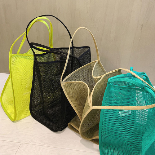 Ins Style Transparent Mesh Shoulder Bag Satchel Fashion Lightweight Trend Shopping Bag Beach Bag