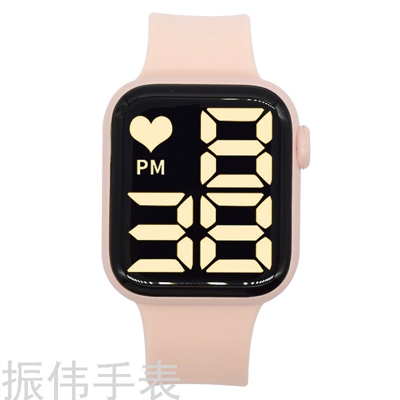 跨境新款Y1按键苹果方形大屏LED电子表男女学生运动爱心显示手表详情3