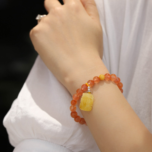 natural cherry red south red agate bracelet diy honey wax bracelet couple‘s high-grade bracelet factory direct sales