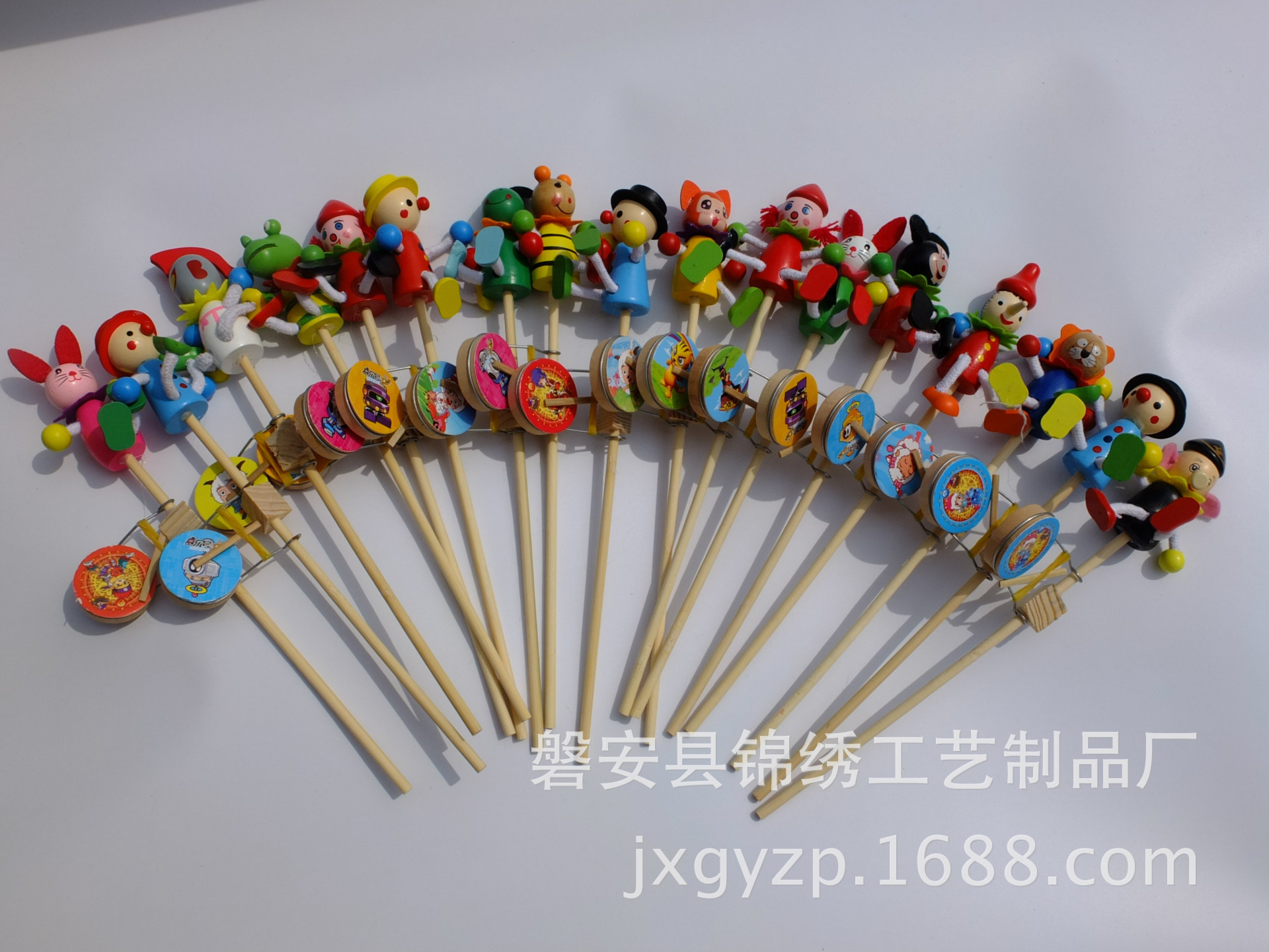 木偶手摇鼓 玩具木头人摇摇鼓 卡通木偶摇摇鼓 地摊庙会特价