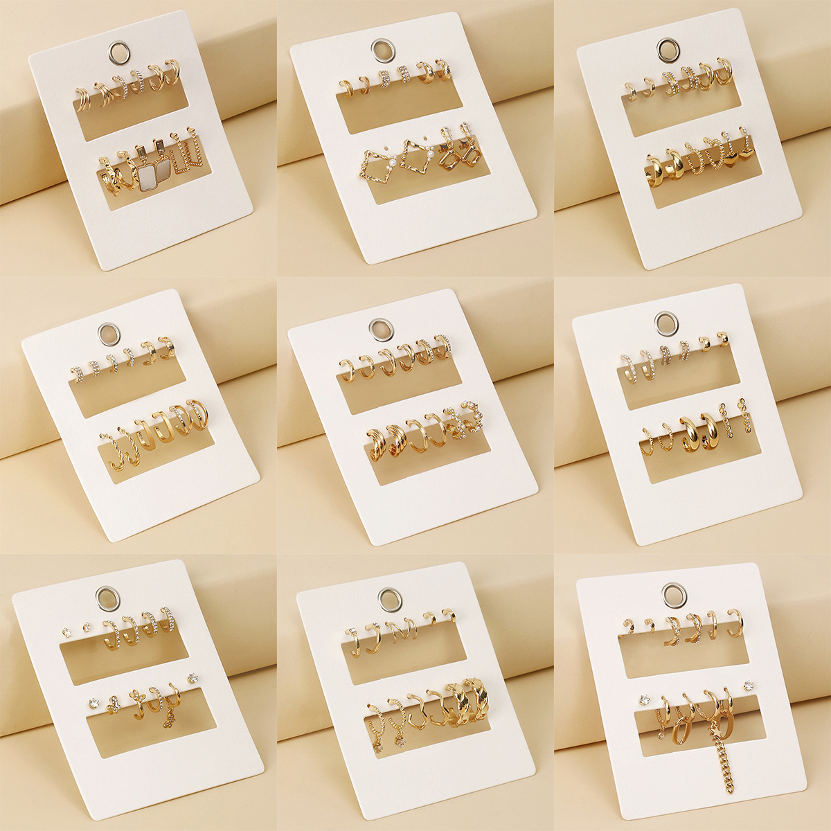 欧美跨境饰品 优雅简约几何耳饰 气质镶钻珍珠925银针耳钉耳环女