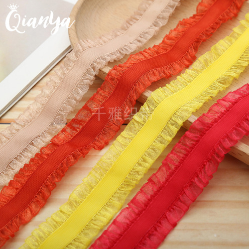 2.0cm Mesh Fungus Smooth Flat Elastic Band Glass Yarn Jewelry Decoration Accessories Factory direct Supply Customization