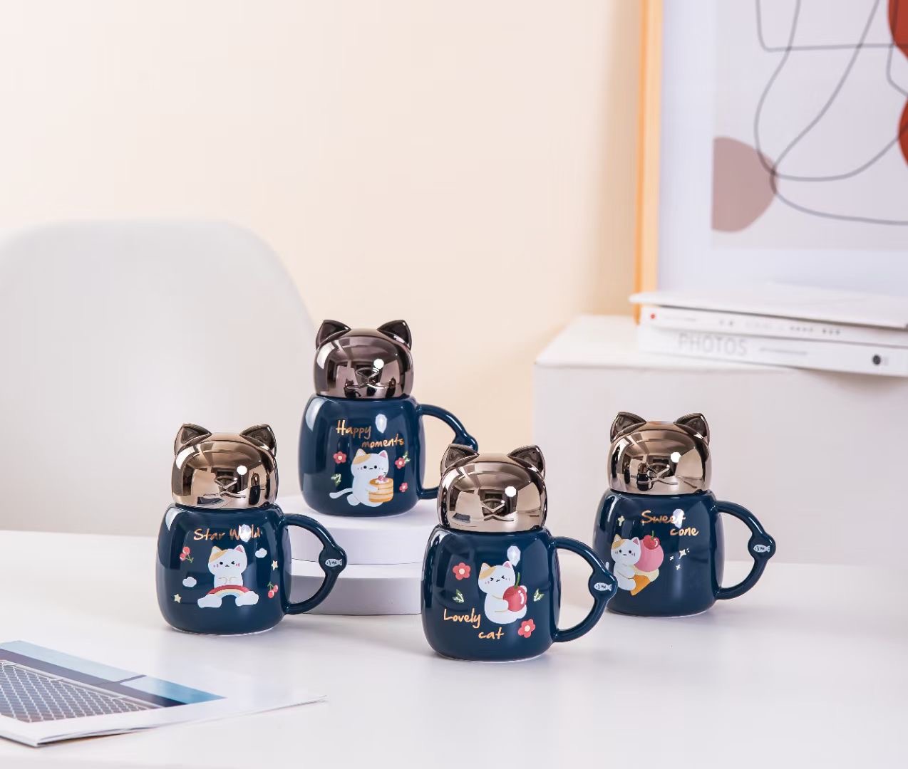 猫咪盖陶瓷水杯