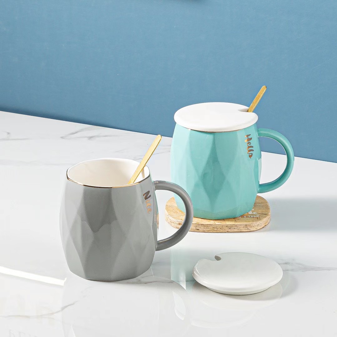 格子陶瓷马克杯