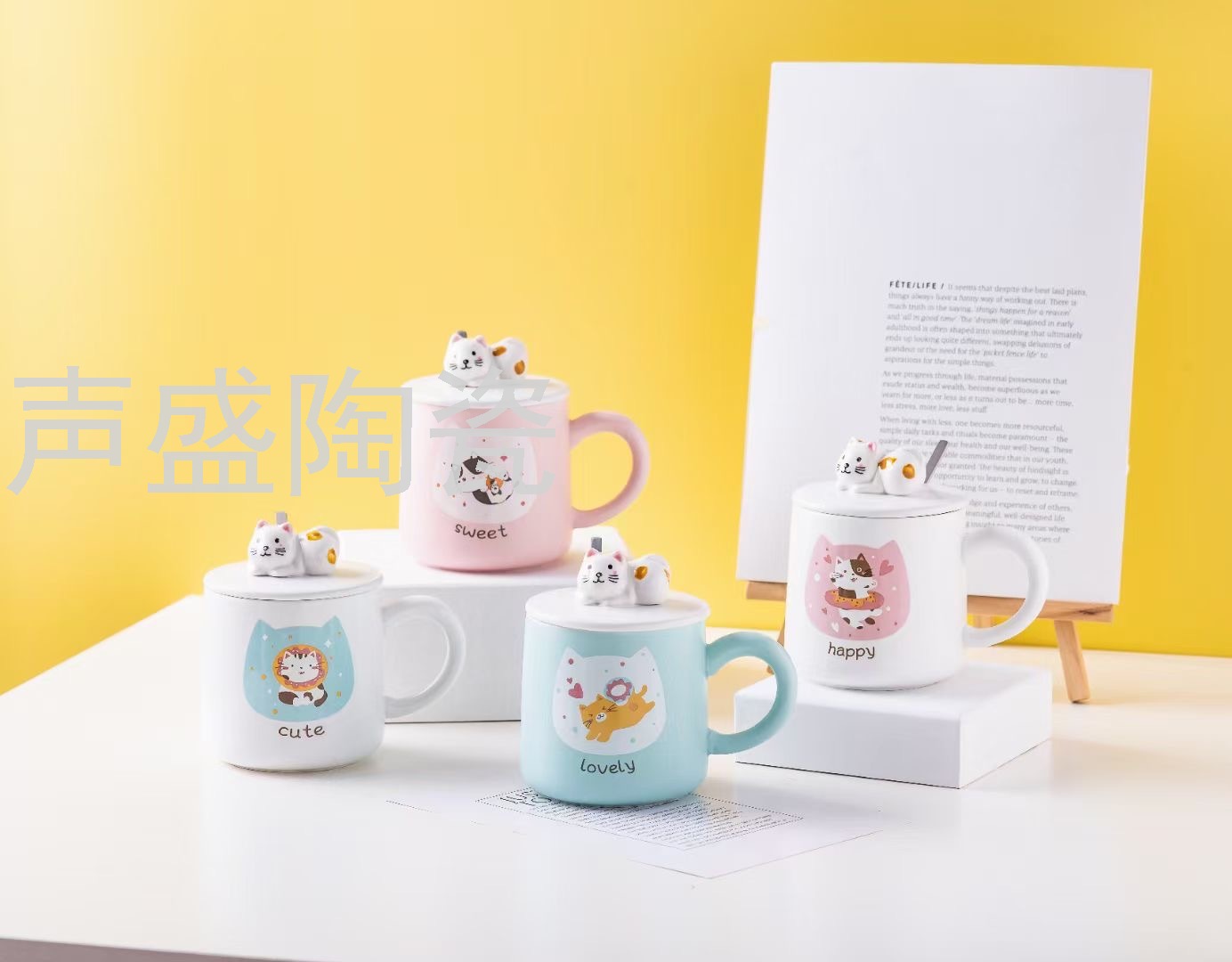 手绘猫咪公仔陶瓷杯