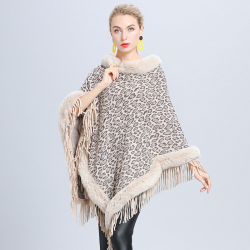 Shawl Fox Fur European and American Autumn and Winter New Imitation Fox Fur Collar Knitted Tassel Pullover Cloak Shawl
