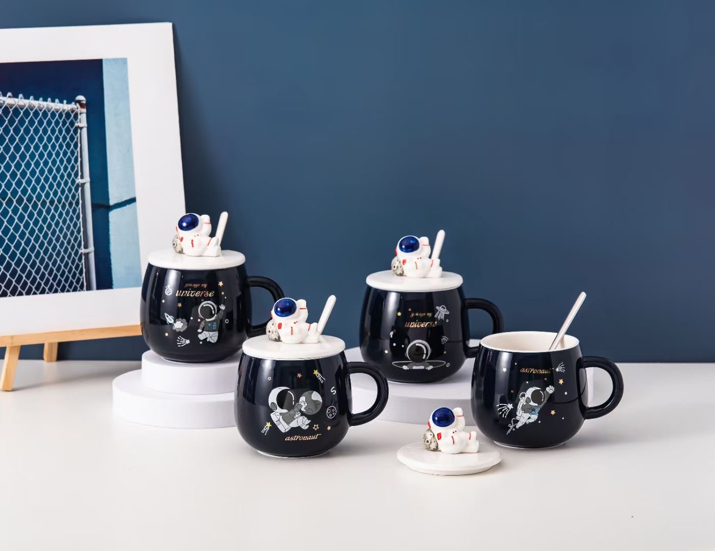 手绘太空人陶瓷杯