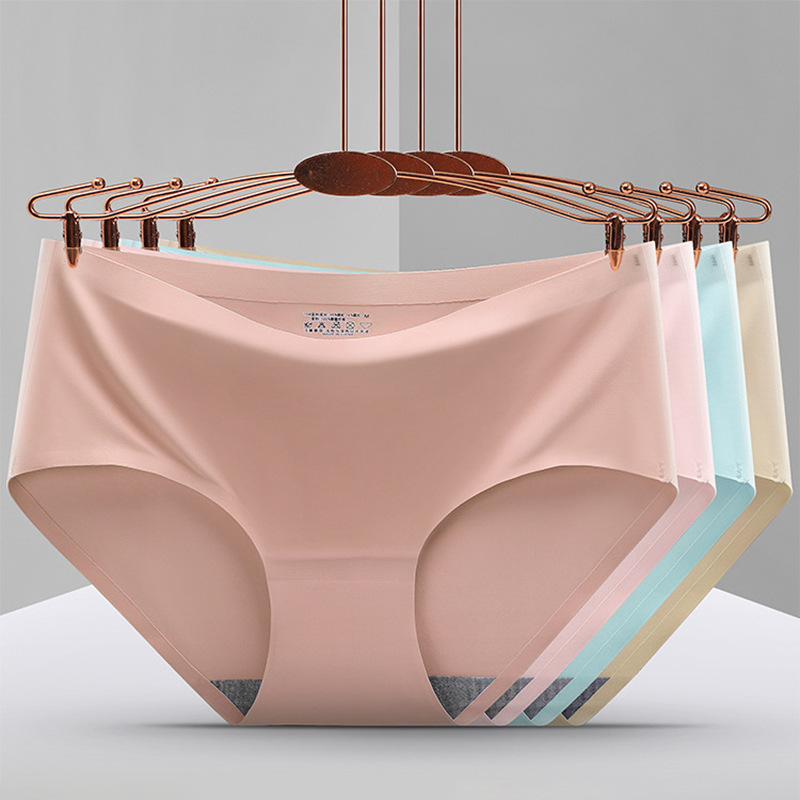 2021夏季女士冰丝内裤棉质内档无痕贴身中腰内裤女透气一片式内裤
