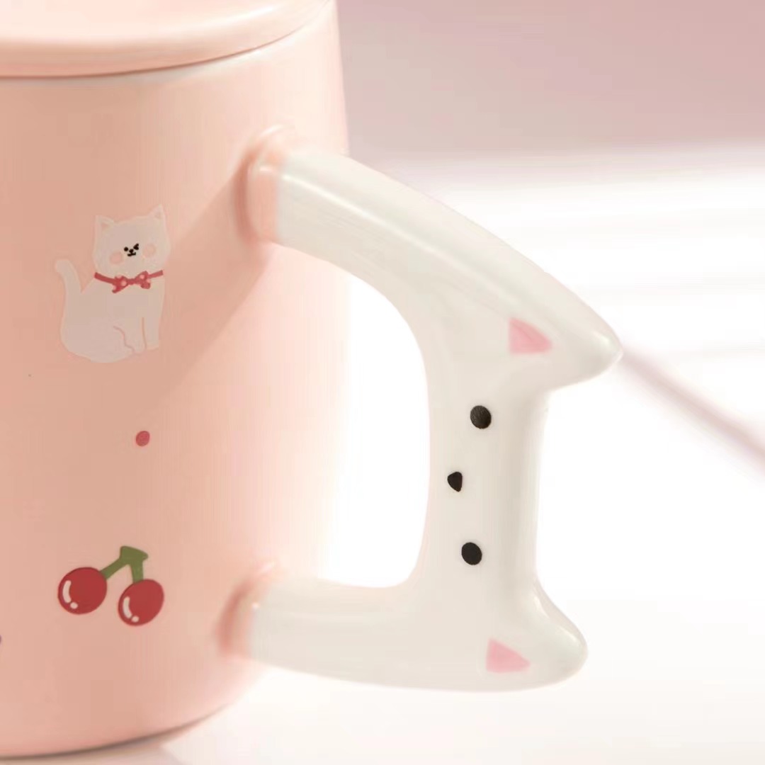 樱桃猫咪陶瓷杯
