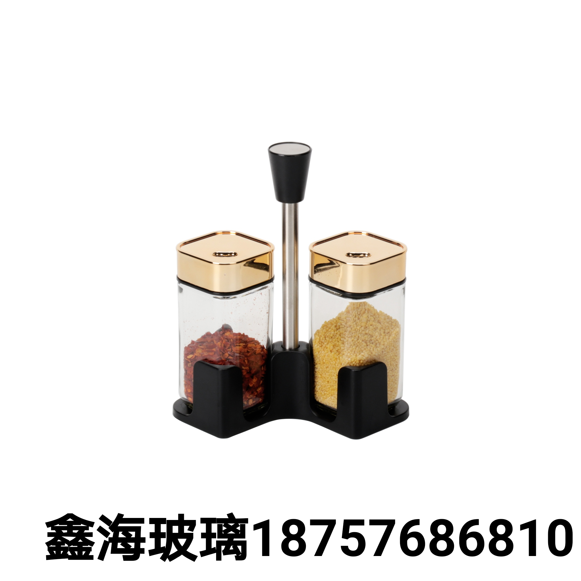调料瓶金色调味品玻璃瓶 可旋转调味瓶出口外贸桌面调料罐