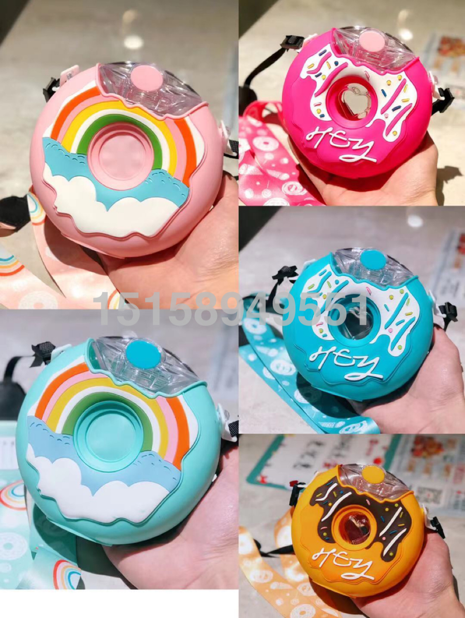 网红甜甜圈水壶儿童pc水杯