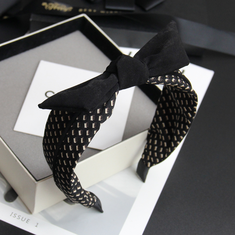 发箍宽边蝴蝶结韩国时尚宽百搭点点纱料布艺头箍甜美压发发卡发饰