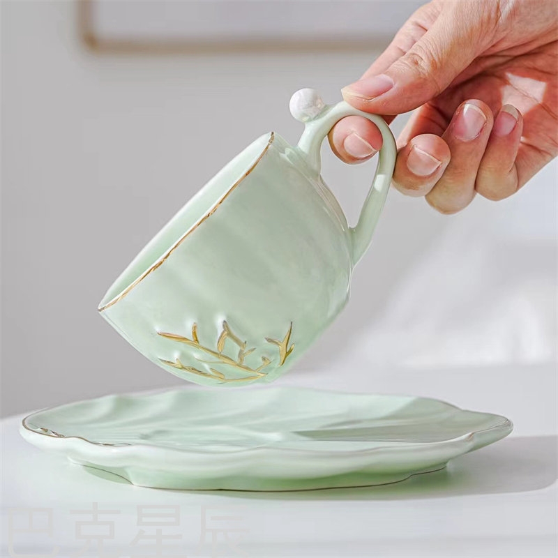 欧式珍珠把咖啡杯碟陶瓷杯带勺子