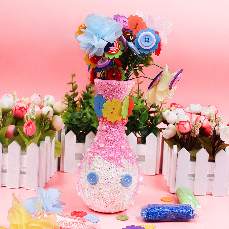 儿童diy益智雪花泥组装花瓶玩具 新款diy早教益智玩具