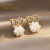 2021 New Fashion Simulated Pearls Pendient Angel Wings Leaf Feather Flowers Stud Earrings For Women Wedding Jewelry