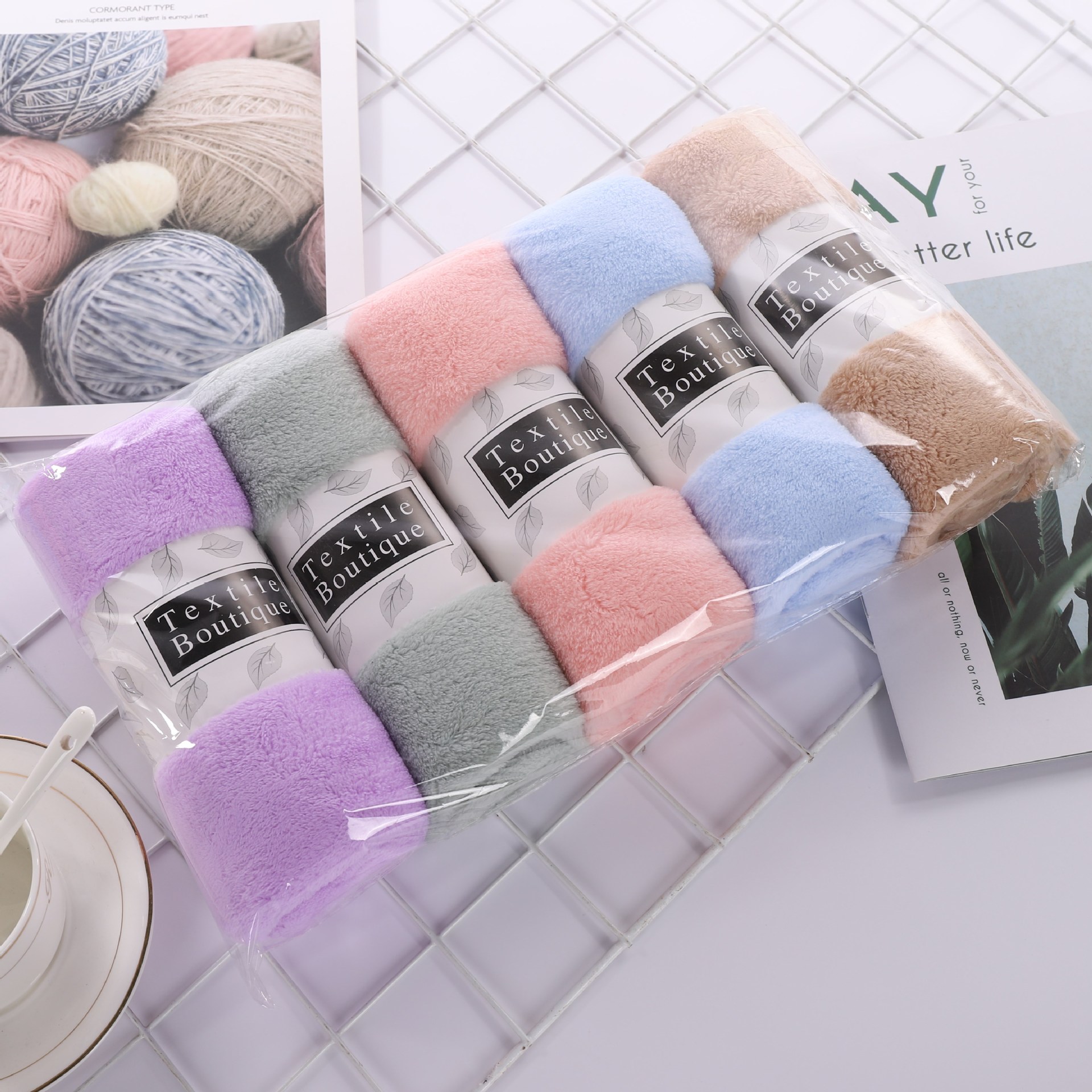 毛巾礼品礼盒广告珊瑚绒毛巾素色35*75刺绣logo经编珊瑚绒毛巾