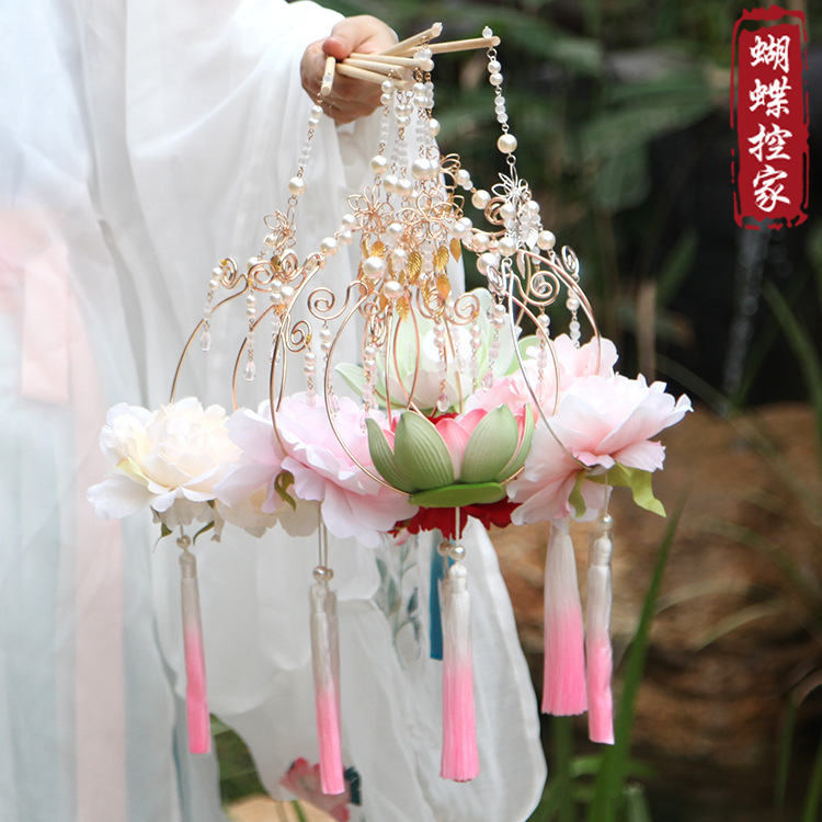 古风汉服配饰提花灯中秋花灯儿童元宵灯diy荷花灯牡丹花灯材料包