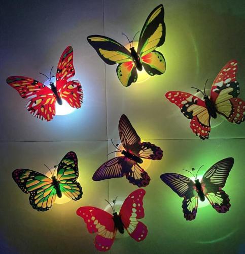 Creative Colorful Luminous Butterfly Night Light Can Be Pasted Led Decorative Wall Lamp Factory Stall Toys