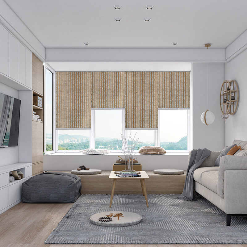 厂家批发文艺仿竹柔纱帘卷帘 卫生间办公室百叶窗 成品窗帘