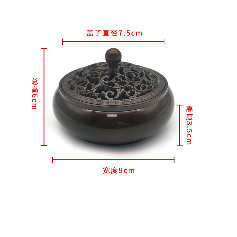 平底紫铜色香炉纯铜香炉熏香炉 家用茶道禅意香炉平底香炉