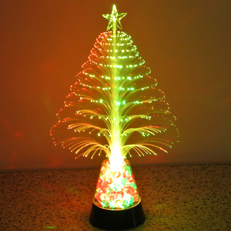 USB圣诞光纤树小夜灯led小圣诞树摆件发光玩具圣诞节礼品