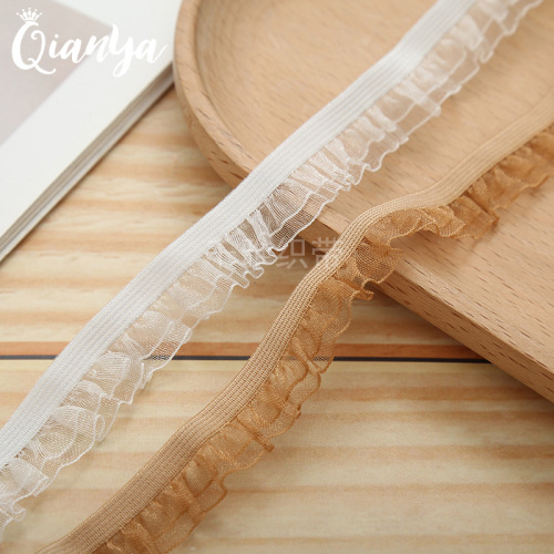 1.5cm single side fungus elastic band snow yarn fungus lace elastic band wedding clothing textile accessories