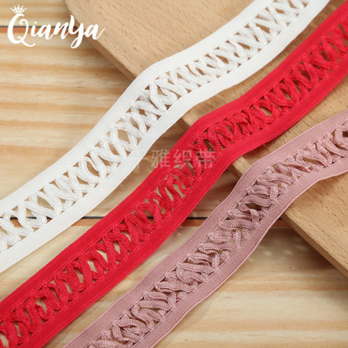 2.5cm woven elastic tape spot cross ribbon lace elastic band swimsuit clothing accessories