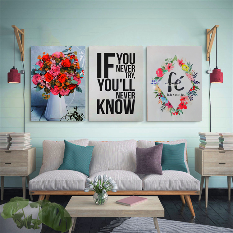 简约密度板画家庭装饰画欧美流行小清新装饰画麻绳挂画MDF水晶画