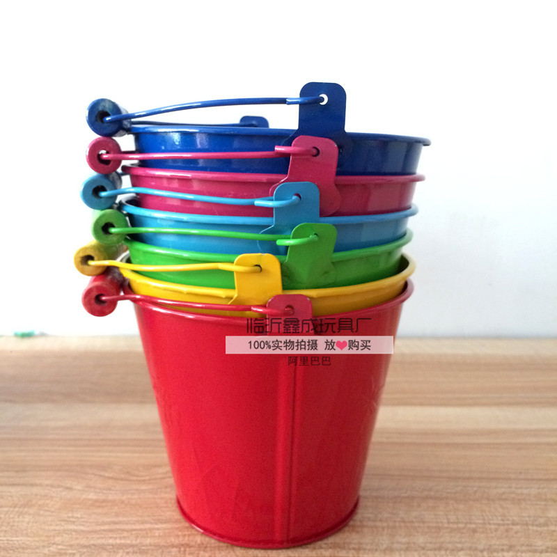 儿童沙滩玩具小铁桶  玩沙挖沙铁皮桶工具 园林园艺糖果色小铁
