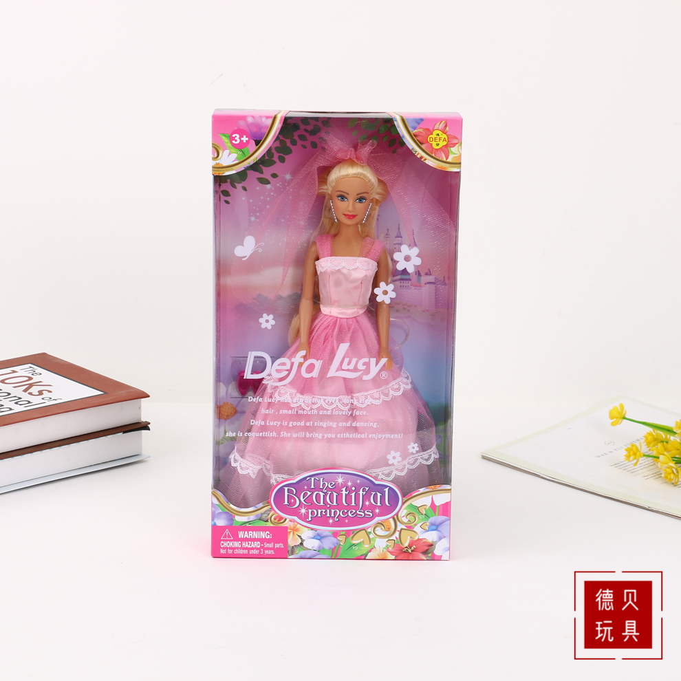 粉色款网纱婚纱礼服芭比娃娃女孩生日礼物套装卡通儿童过家家人偶