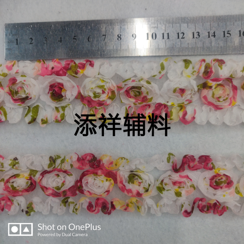floral fabric rose three-in-one embroidery lace