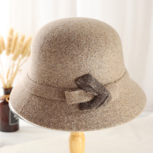 [hat hidden] middle-aged and elderly people‘s hats female autumn and winter middle-aged mother elders grandma wool old lady bucket hat