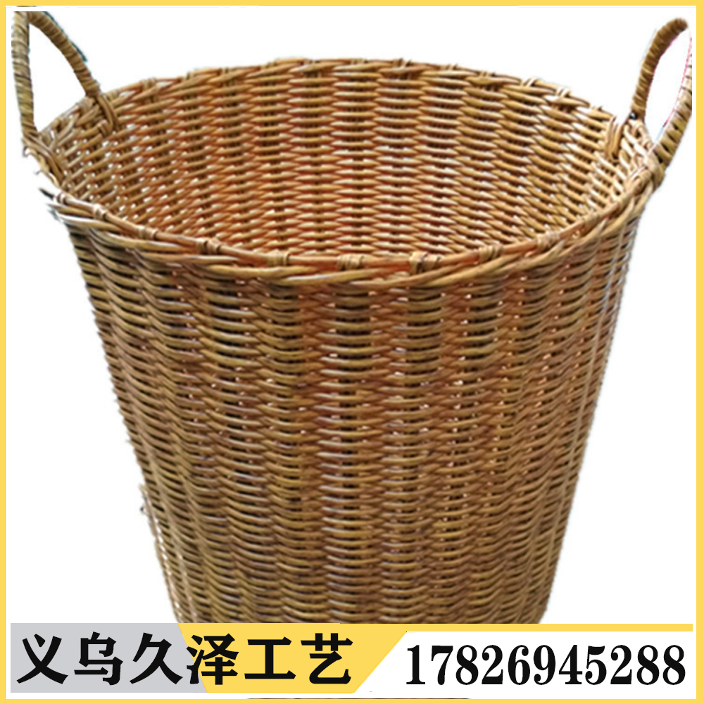 收纳筐篓子外贸手工编织购物特大脏衣篮藤编粗管洗衣篮玩具