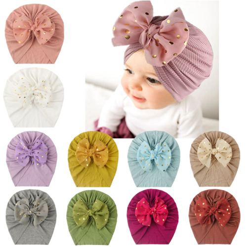 ins european and american seasonal new thread baby headwear children bow pullover cap closed cap baby indian cap