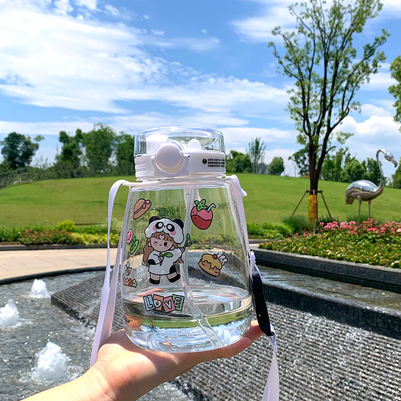 大布丁水杯大容量儿童吸管塑料杯夏季女学生网红壶可爱便携大肚杯