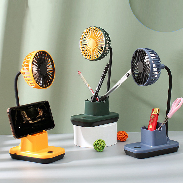 学生宿舍夏季创意卧室床头桌面笔筒支架usb充电风扇厂家批发