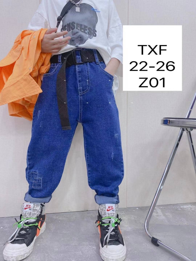 2021童装秋款新款广州牛仔男中款7－12岁休闲时尚牛仔长裤韩版潮