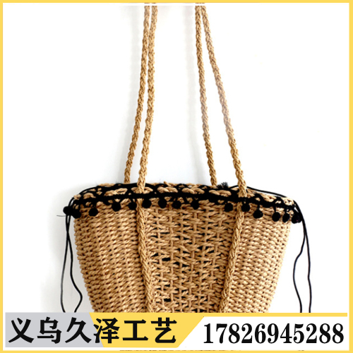 Korean Fashion Women Bag Drawstring Straw Bag Bohemian Dumpling Type Women Bag Paper String