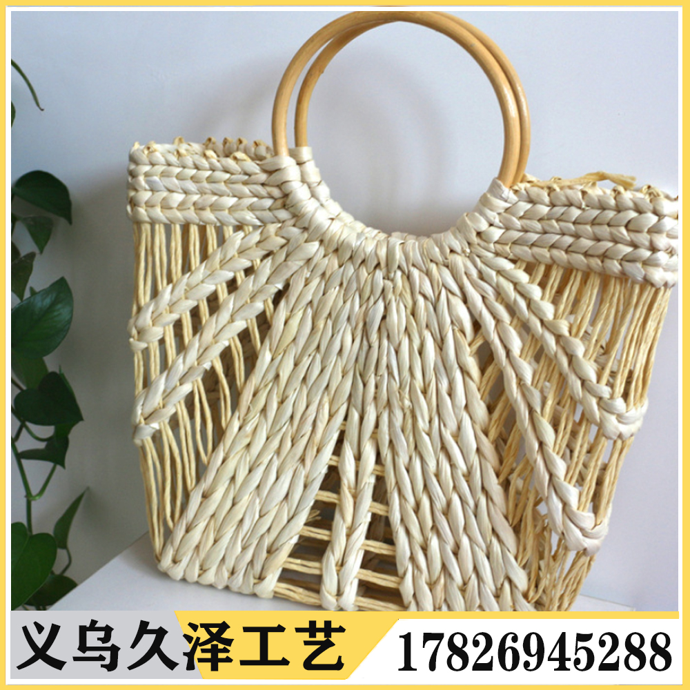 新款时尚女包走秀款草编包沙滩编织包 玉米皮草包伴手礼包