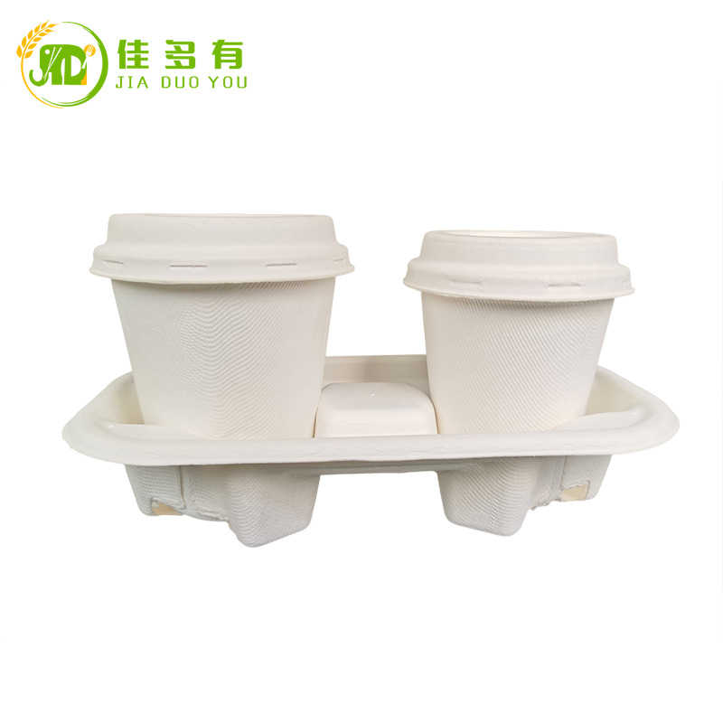 一次性纸杯可降解甘蔗浆杯子带盖纸浆奶茶杯咖啡热饮纸杯外卖打包