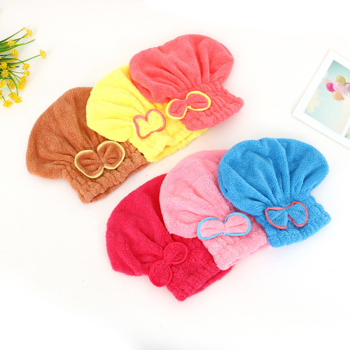Women‘s Hair-Drying Cap Thickened Coral Fleece Quick-Drying Head Wiping Dry Hair Towel Cute Soft Long Hair Scarf
