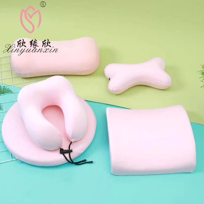 简约护颈护腰四件套批发记忆棉U型枕办公室坐垫冰丝面料靠枕